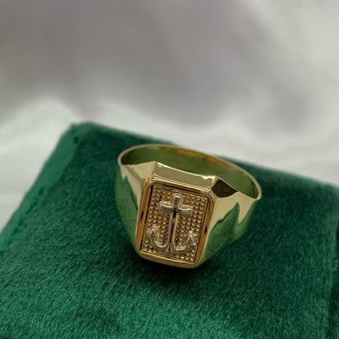 Anillo Ancla Oro amarillo y Oro blanco 18k / Talla 10 / 3,63 Gr *