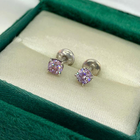 Topos Moissanita Lila / 68 Pts De Moissanita Oro blanco 18k 0,84 Gr / 4 mm  *