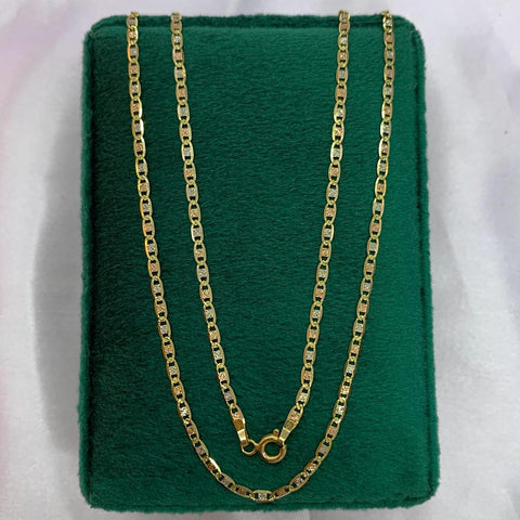 Cadena Italy Plana Diamantada Tres oros 18k 3,66 Gr / 2,1 mm / 50 Cm *