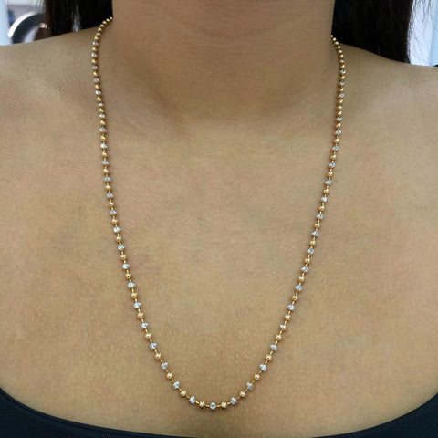 Cadena Italy Militar Oro blanco y Oro rosa 18k +2 / 16,56 Gr / 3 mm / 60 Cm
