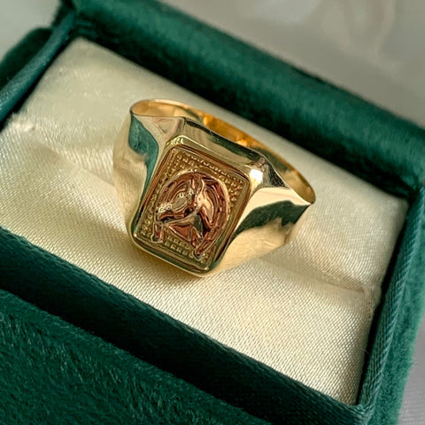Anillo Caballo Oro amarillo y Oro rosa 18k / Talla 11 / 4,02 Gr *