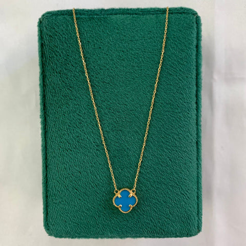 Cadena Italy Rolon + Trebol Azul Oro amarillo 18k +3 / 2,14 Gr / 46 Cm *