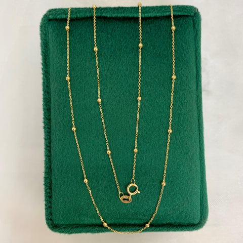 Cadena Italy Aro Seguido Con Balin Liso  Oro amarillo 18k +1 / 1,25 Gr / 1,6 mm / 50 Cm *