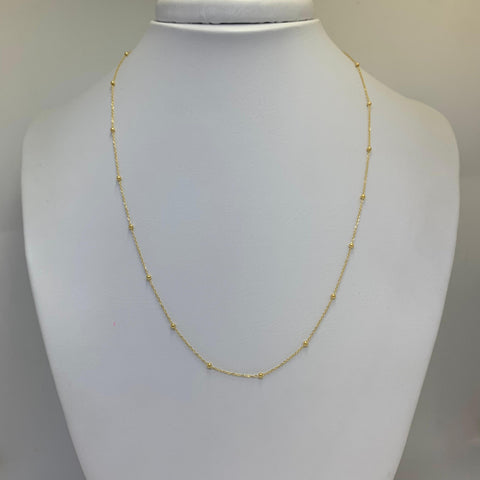 Cadena Italy Aro Seguido Con Balin Liso Oro amarillo 18k +1 / 1,20 Gr / 2 mm / 45 Cm