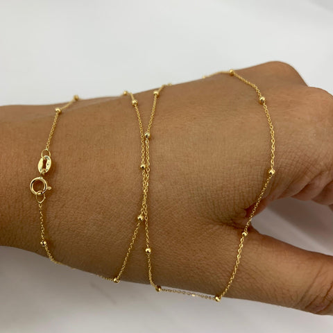 Cadena Italy Aro Seguido Con Balin Liso Oro amarillo 18k +1 / 1,20 Gr / 2 mm / 45 Cm