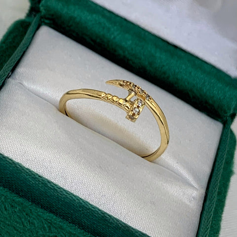 Anillo Clavo Con Circones Oro amarillo 18k / Talla 9 / 1,86 Gr