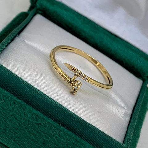 Anillo Clavo Con Circones Oro amarillo 18k / Talla 9 / 1,86 Gr