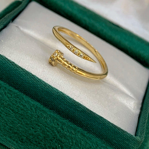Anillo Clavo Liso Con Circon  Oro amarillo 18k / Talla 6 1/4 / 1,77 Gr *
