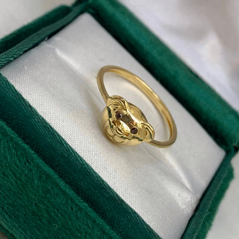 Anillo Cara De Oso Con Circones Oro amarillo 18k / Talla 7 1/4 / 1,79 Gr
