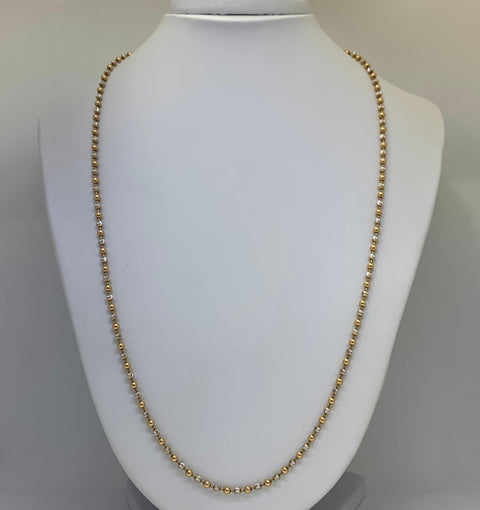 Cadena Italy Militar Lisa / Diamantada Oro blanco y Oro rosa 18k +1 16,27 Gr / 3 mm / 60 cm