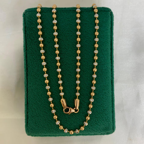 Cadena Italy Militar Lisa / Diamantada Oro blanco y Oro rosa 18k +1 16,27 Gr / 3 mm / 60 cm