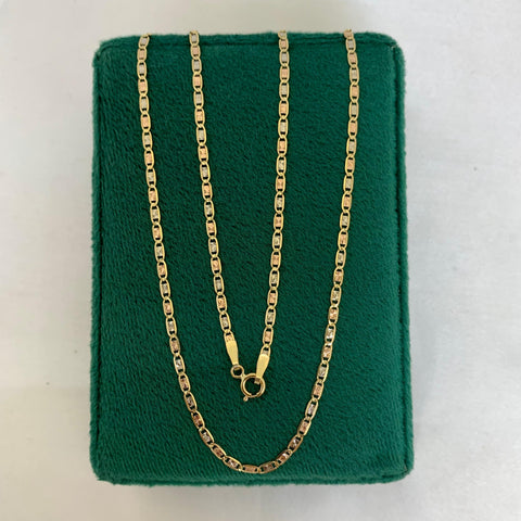 Cadena Italy Plana Diamantada Tres oros 18k 3,29 Gr / 1,8 mm / 50 Cm