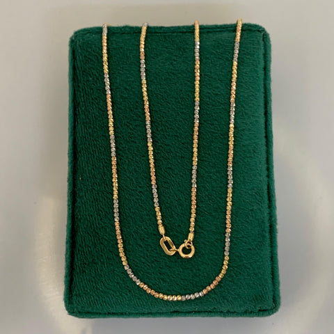 Cadena Italy Militar Especial Tres oros 18k +3 / 5,39 Gr / 1,6 mm / 45 Cm