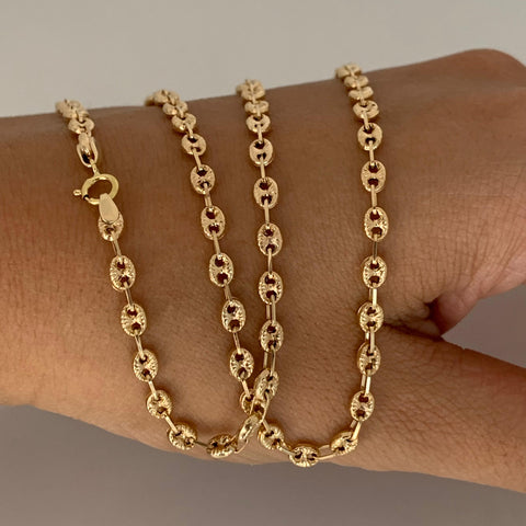 Cadena Eslabón Marino Diamantado GC Oro amarillo 18k 7,30 Gr / 3,3 mm / 60 Cm *