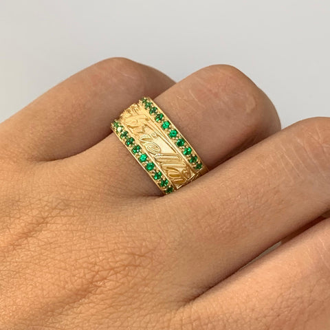Anillo  Nombre Con Circones POR FABRICACIÓN Oro amarillo 18k / Talla 7 / 6,90 Gr *