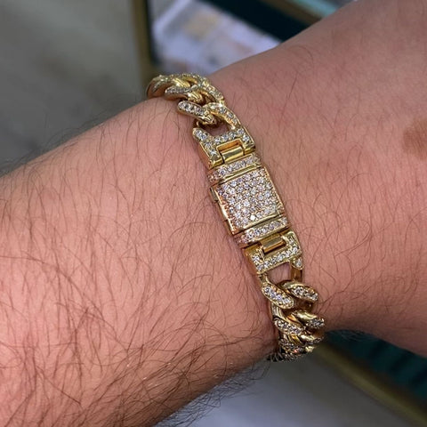 Pulso Cubano Con Circones POR FABRICACIÓN Oro amarillo 18k 53,00 Gr / 9 mm / 21 Cm *