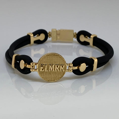 Pulso Con Neoprenos Herraje ELMRR (Con Nombre Personalizado) POR FABRICACIÓN Oro amarillo 18k 10,28 Gr / 16 mm / 21 Cm *