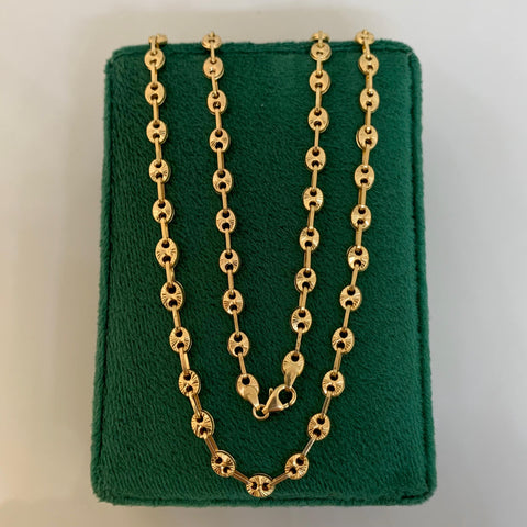 Cadena Eslabón Marino Diamantada GC Oro amarillo 18k 11,58 Gr / 4 mm / 60 Cm *