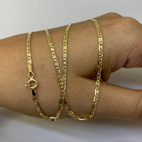 Cadena Italy Plana Diamantada Tres oros 18k 3,95 Gr / 1,8 mm / 60 Cm *