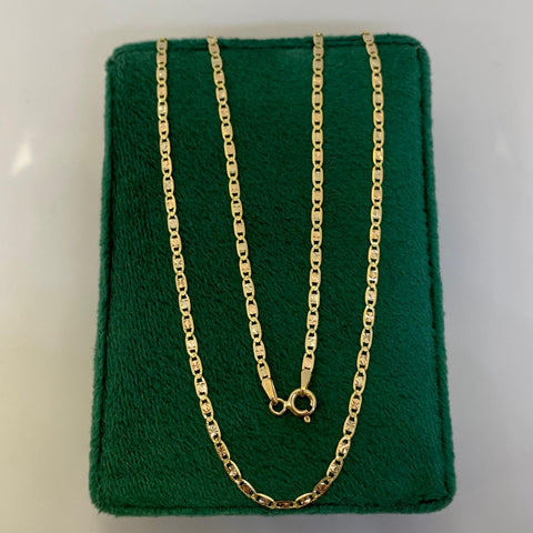 Cadena Italy Plana Diamantada Tres oros 18k 4,0 Gr / 1,8 mm / 60 Cm
