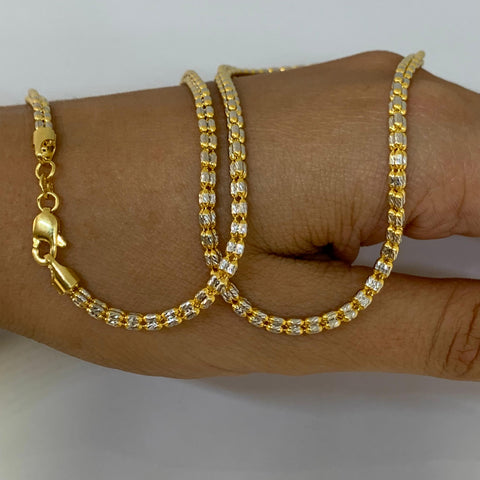 Cadena Italy Punto Cuadrado Oro amarillo y Oro blanco 18k +3 / 13,55 Gr / 2,7 mm / 45 Cm *