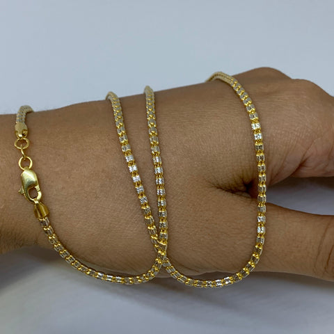 Cadena Italy Punto Cuadrado Oro amarillo y Oro blanco 18k +3 / 11,30 Gr / 2,1 mm / 50 Cm