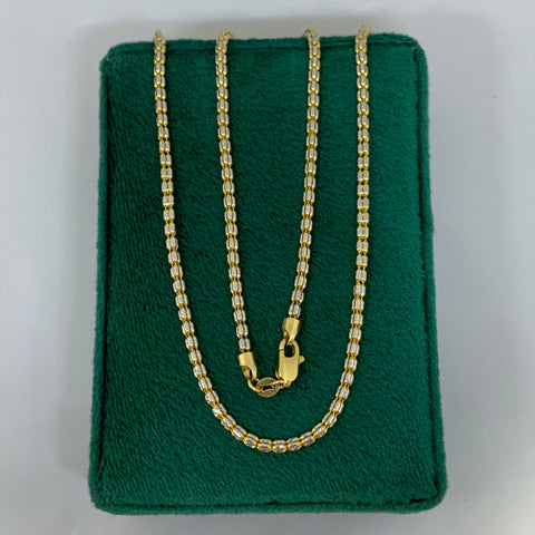 Cadena Italy Punto Cuadrado Oro amarillo y Oro blanco 18k +3 / 11,30 Gr / 2,1 mm / 50 Cm