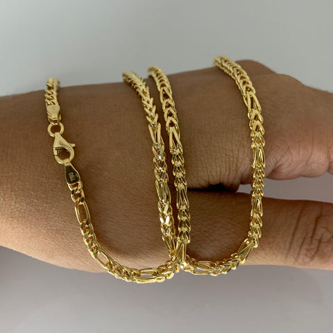 Cadena Italy  Tres Por Uno 3X1 CT Franco Oro amarillo 18k 12,60 Gr / 2,3 mm / 60 Cm
