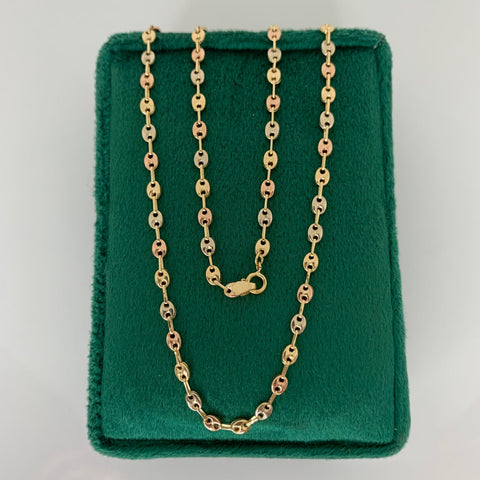 Cadena GC Eslabón Marino  Tres oros 18k 6,00 Gr / 3 mm / 60 Cm *