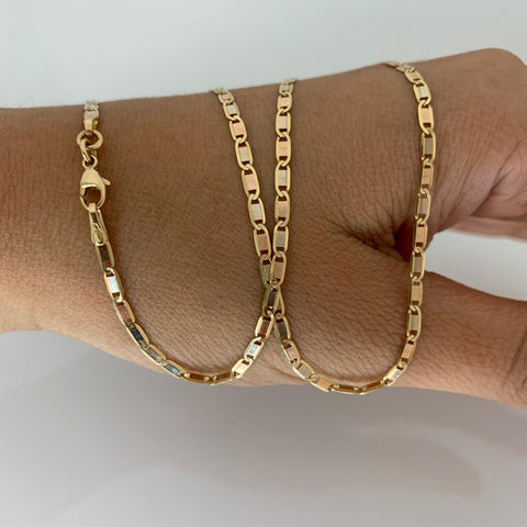 Cadena Italy Plana Tres oros 18k 4,73 Gr / 2 mm / 50 Cm