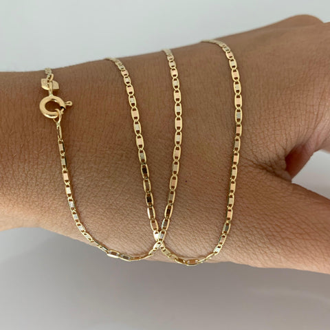 Cadena Italy Plana Tres oros 18k 2,09 Gr / 1,1 mm / 45 Cm