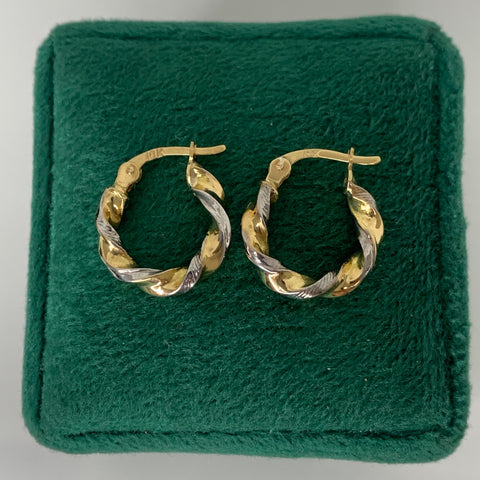 Candonga Melcocha Oro amarillo y Oro blanco 18k 1,77 Gr / 1,8 Cm †