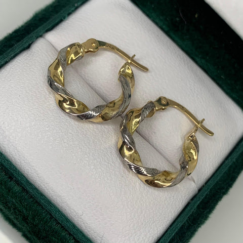 Candonga Melcocha Oro amarillo y Oro blanco 18k 1,77 Gr / 1,8 Cm †