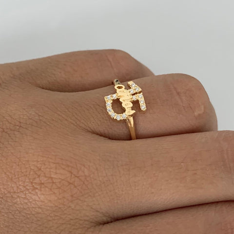 Anillo 15 Años Circones Blancos Oro amarillo 18k / Talla 7 1/4 / 1,96 Gr *