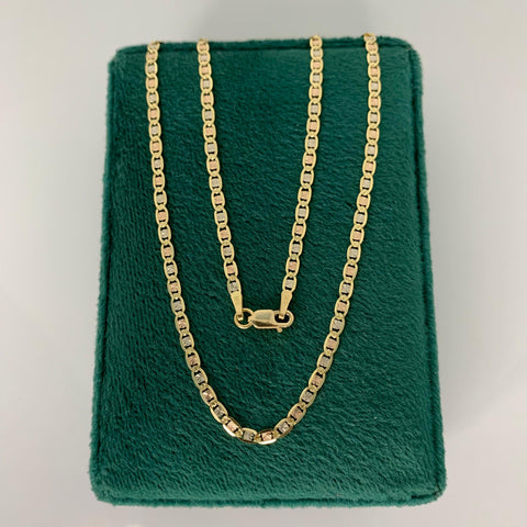 Cadena Italy Plana Diamantada Tres oros 18k 3,77 Gr / 2,1 mm / 40 Cm *