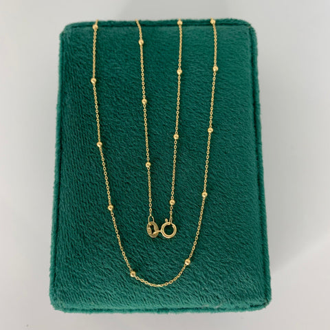 Cadena Italy Balines Lisos Oro amarillo 18k +3 / 1,09 Gr / 2 mm / 40 Cm *