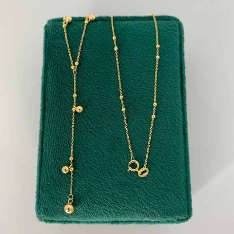 Cadena Italy Balines Lisos Oro amarillo 18k +3 / 2,32 Gr / 1,7 mm / 42 Cm
