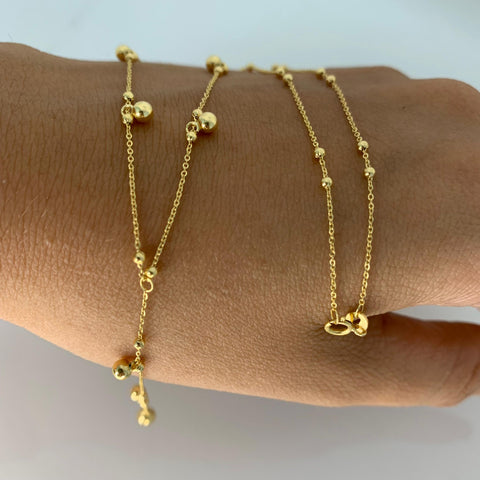 Cadena Italy Balines Lisos Oro amarillo 18k +3 / 2,32 Gr / 1,7 mm / 42 Cm
