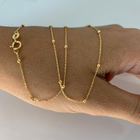Cadena Italy Balines Lisos Oro amarillo 18k +3 / 1,09 Gr / 2 mm / 40 Cm *