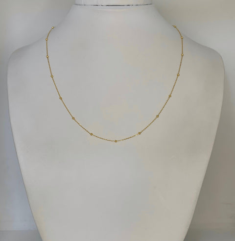 Cadena Italy Balines Lisos Oro amarillo 18k +3 / 1,09 Gr / 2 mm / 40 Cm *