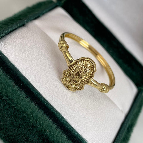 Anillo Contorno Virgen Guadalupe Oro amarillo 18k / Talla 9 / 1,60 Gr *