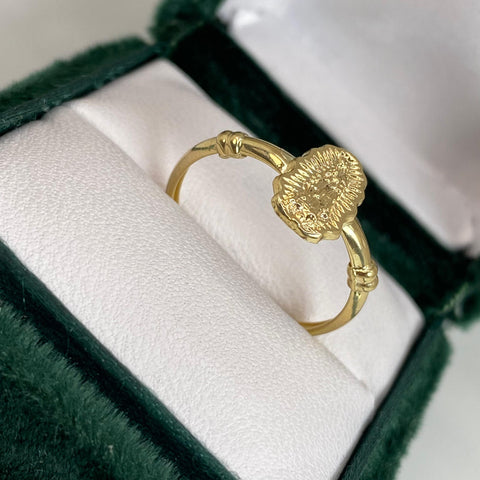 Anillo Contorno Virgen Guadalupe Oro amarillo 18k / Talla 9 / 1,60 Gr *