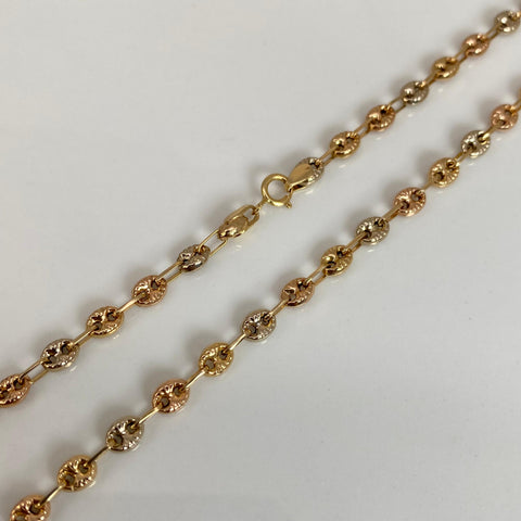 Cadena GC Eslabón Marino Diamantado Tres oros 18k 6,25 Gr / 3,4 mm / 50 Cm
