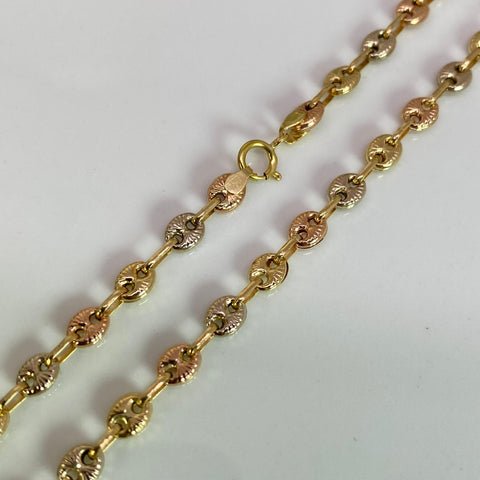 Cadena GC Eslabón Marino Diamantada Tres oros 18k 7,10 Gr / 3,6 mm / 50 Cm *