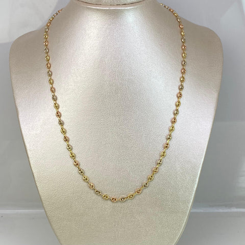 Cadena GC Eslabón Marino Diamantada Tres oros 18k 7,10 Gr / 3,6 mm / 50 Cm *