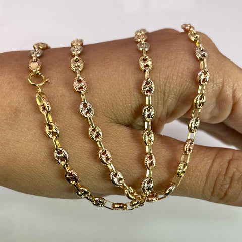 Cadena GC Eslabón Marino Diamantada Tres oros 18k 6,81 Gr / 3,5 mm / 50 Cm *
