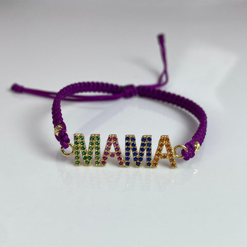 Pulsera tejida Hilo Morado Oro amarillo 18k 1,9 Gr *