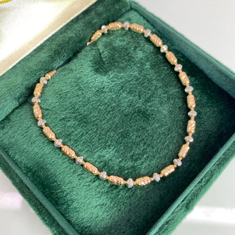 Cadena Balines / Cilindros Diamantados  Oro blanco y Oro rosa 18k +2 / 17,65 Gr / 3 mm / 50 Cm *