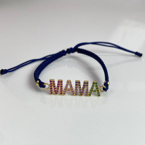 Pulsera tejida Hilo Azúl Oro amarillo 18k 1,9 Gr *