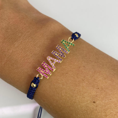 Pulsera tejida Hilo Azúl Oro amarillo 18k 1,9 Gr *